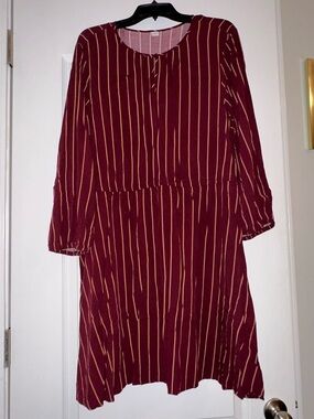 Old Navy Burgundy Striped Midi Dress